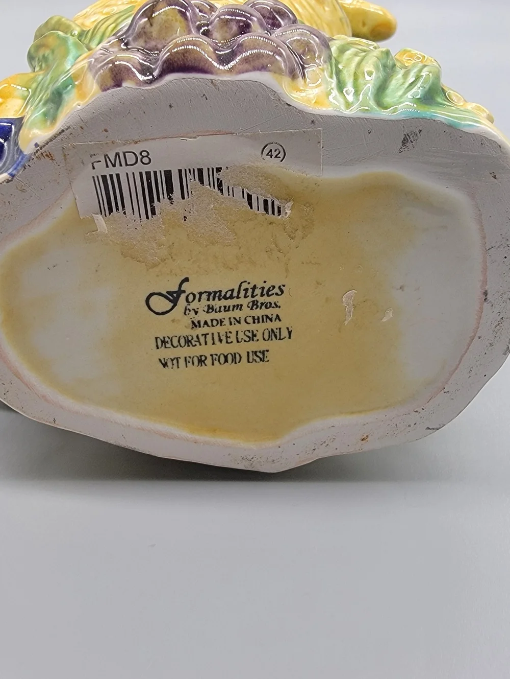 Vintage Majolica Style Mallard Formalities Baum Bros Candlestick Holder